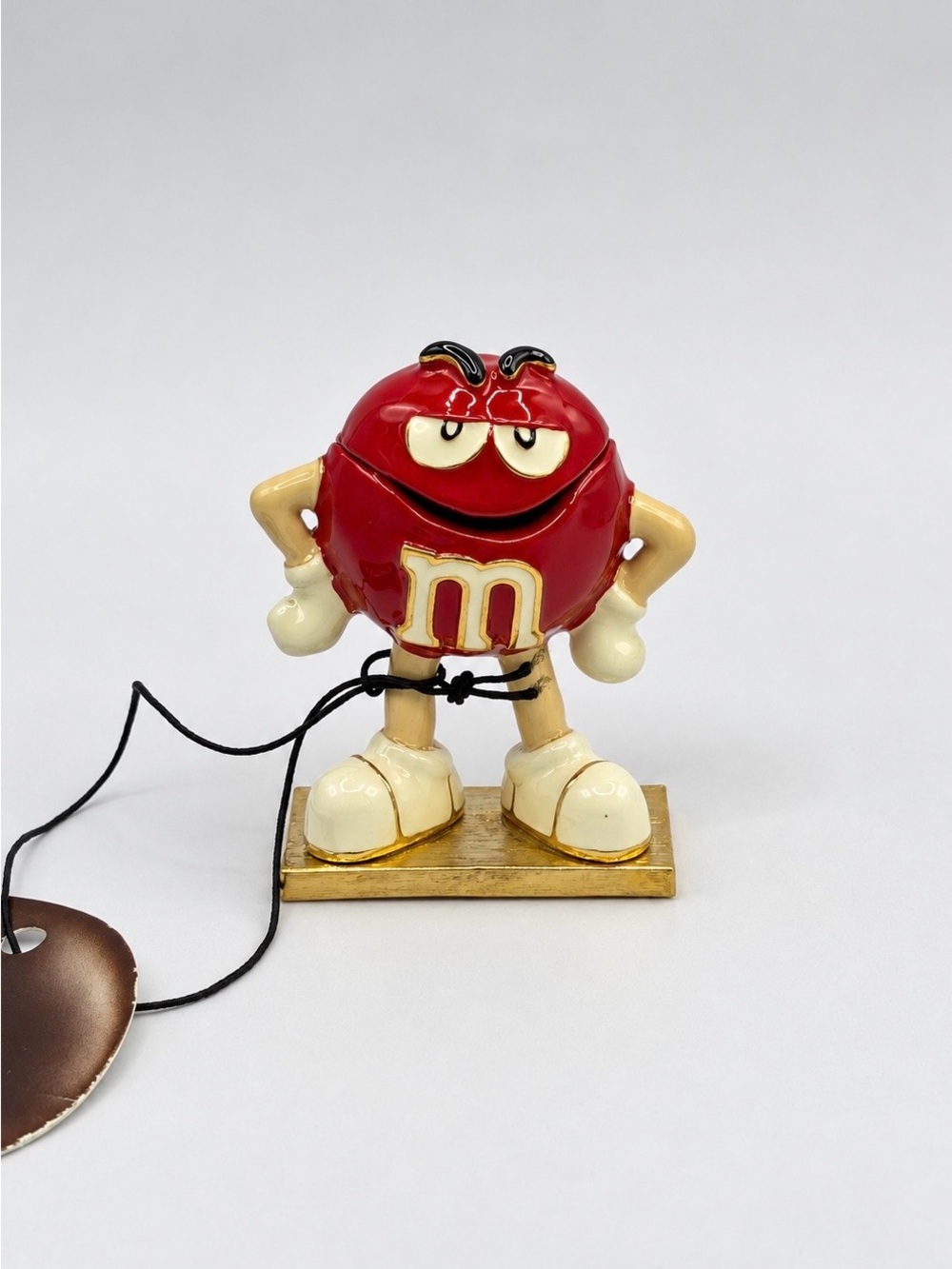 Monet Red M&M’s Enamel Hinged Trinket Box w/Tag & Pouch